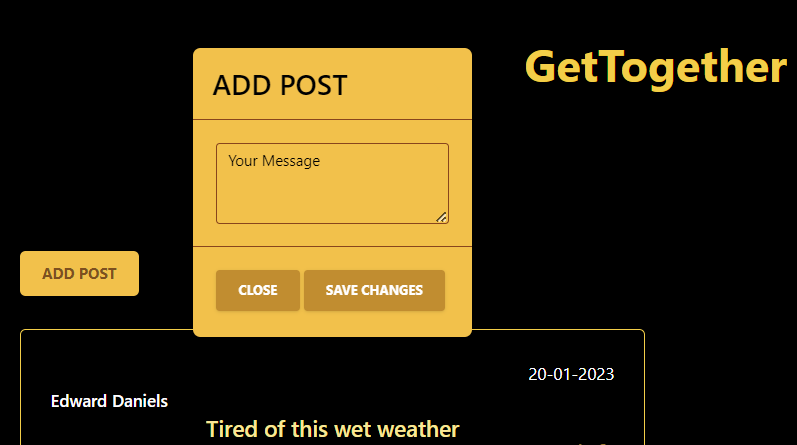pop up for adding post